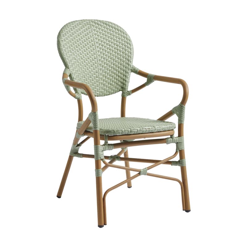 Brittany Armchair Pastel Green French Bistro DeFrae Contract Furniture