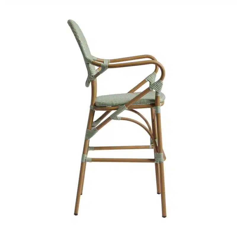 Brittany Bar Stool Pastel Green French Bistro DeFrae Contract Furniture Side View