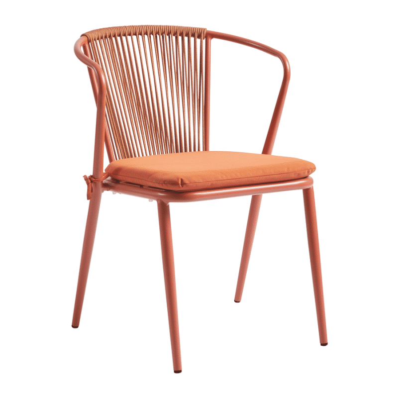 Kendal Armchair Burnt Orange DeFrae Contract Furniture Outdoor Rope Back