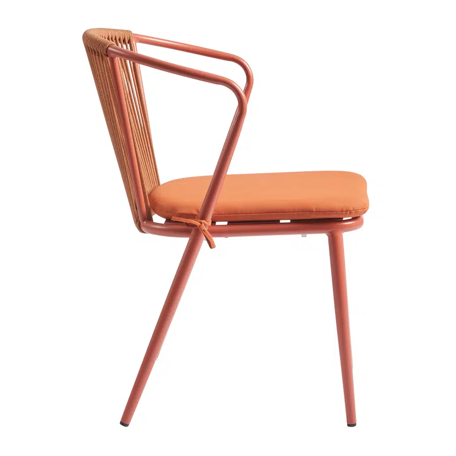 Kendal Armchair Burnt Orange DeFrae Contract Furniture Outdoor Rope Back