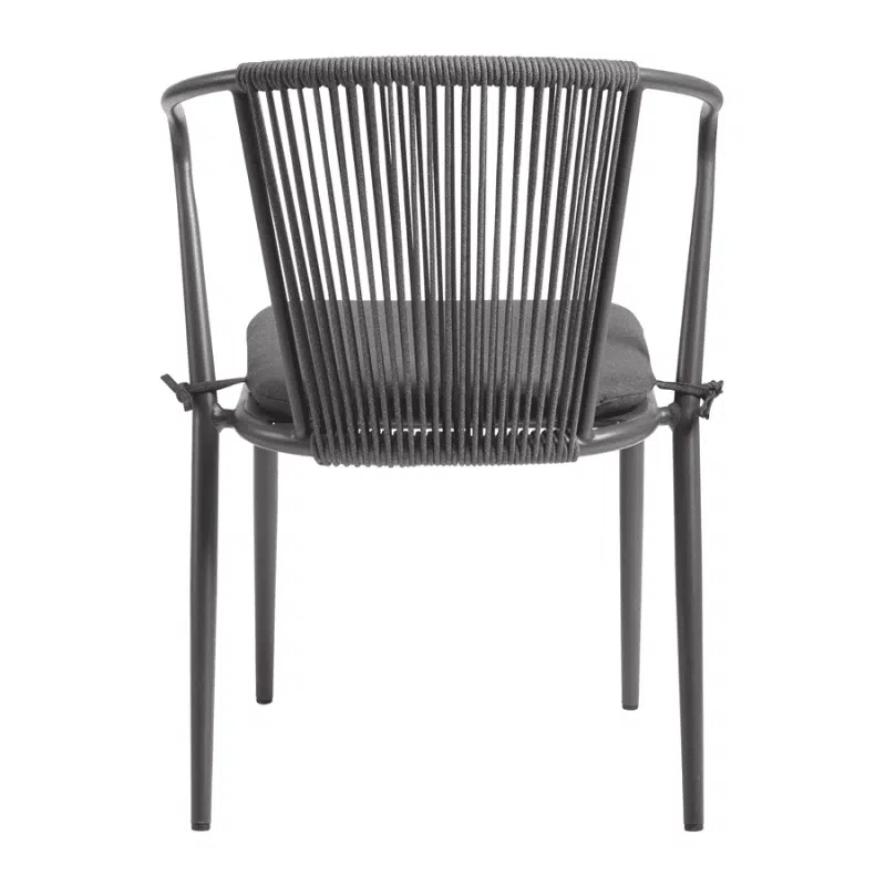 Kendal Armchair Charcoal Grey DeFrae Contract Furniture Outdoor Rope Back Side