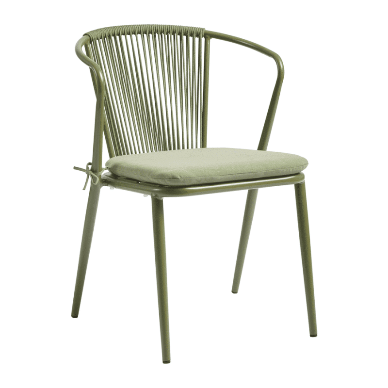 Kendal Armchair Olive Green DeFrae Contract Furniture Outdoor Rope Back