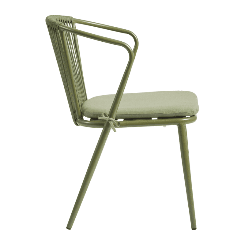 Kendal Armchair Olive Green DeFrae Contract Furniture Outdoor Rope Back