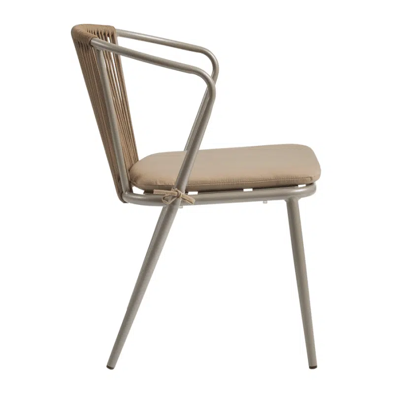 Kendal Armchair Taupe DeFrae Contract Furniture Outdoor Rope Back