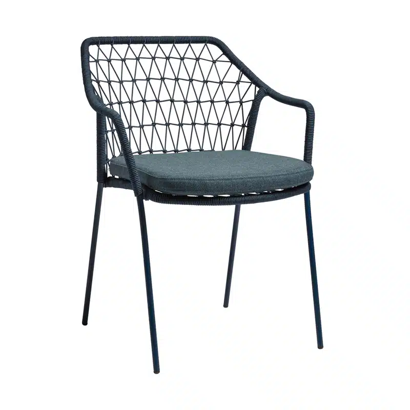 Calvin Outdoor Armchair Rope Detail Blue Klein