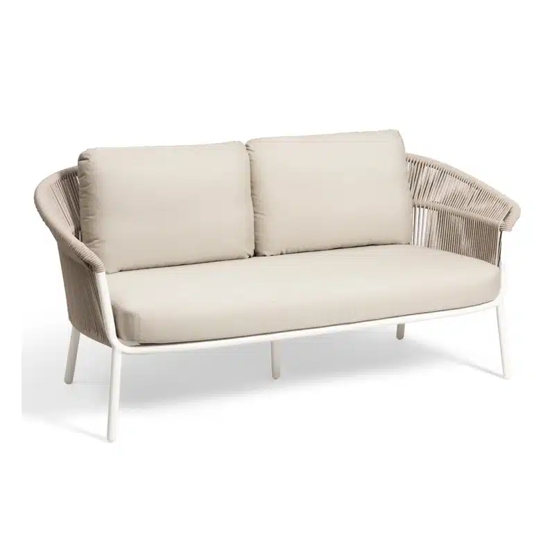 The Lake 2 seater sofa is an outdoor sofa for your garden, restaurant, bar, hotel or poolside. Aluminium frame with back covered hand-woven synthetic rope