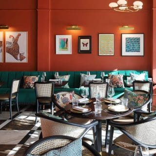 Restaurant furniture at Essence at The Pantiles by DeFrae Contract Furniture Cane chairs