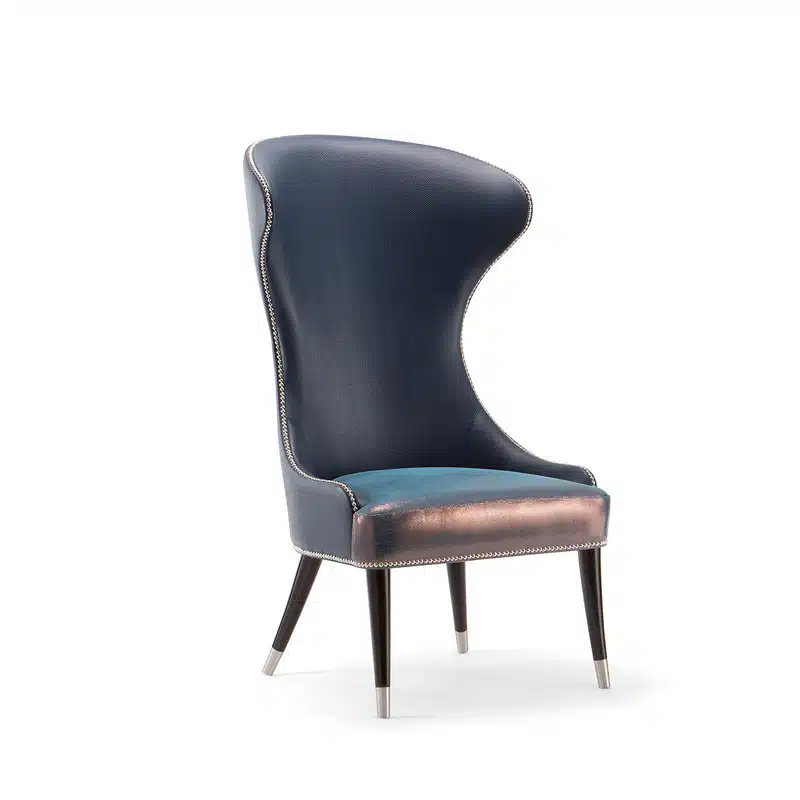 Discover the Carmel High Back Armchair – elegant and customisable. Ideal for hotel lounges, bars, and members' clubs. Made in Italy.