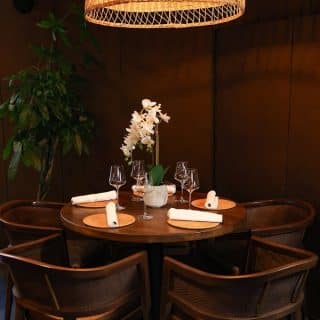 Selent Armchairs from DeFrae Contract Furniture Cane Wicker Back in RueViet Restaurant Vienna