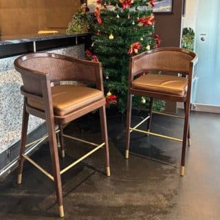 Selent Wicker Bar Stool Wrapped Cane Backrest DeFrae Contract Furniture at RueViet Vienna