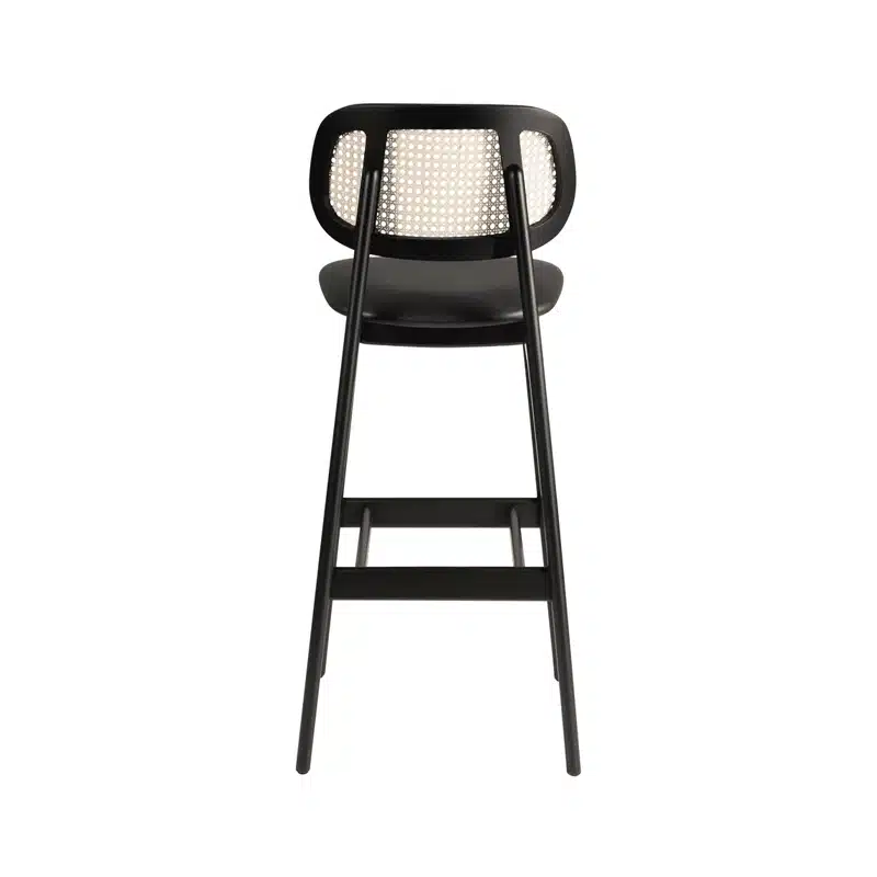 Adore Bar Stool Upholstered Cane Back Restaurant Chair UPH Relish Black and Black