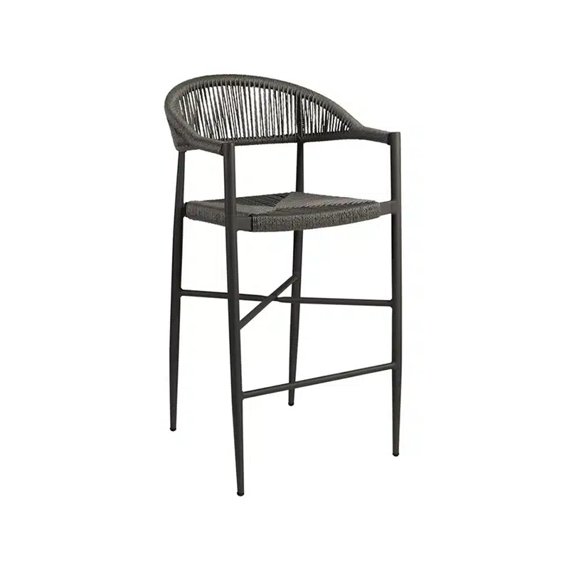 The Atlantic stacking bar stool is the perfect choice for outdoor areas of pubs, bars, restaurants, cafés, and hotels. Rope back, stackable outdoor stool. dark grey colour