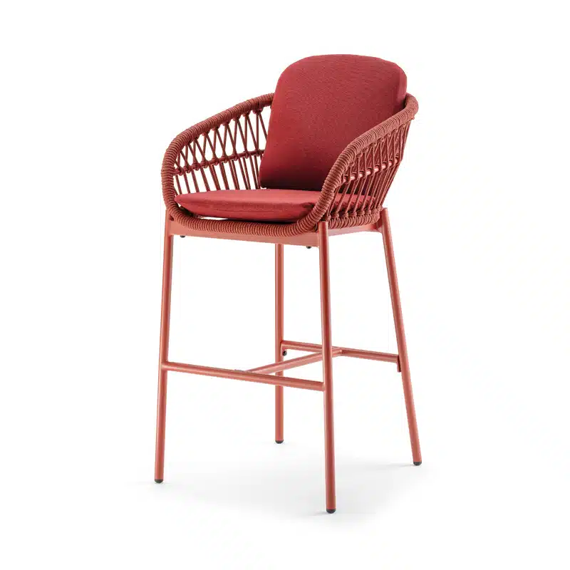 Elba Rope Bar Stool Outdoor Restaurant Hotel DeFrae Contract Furniture Red