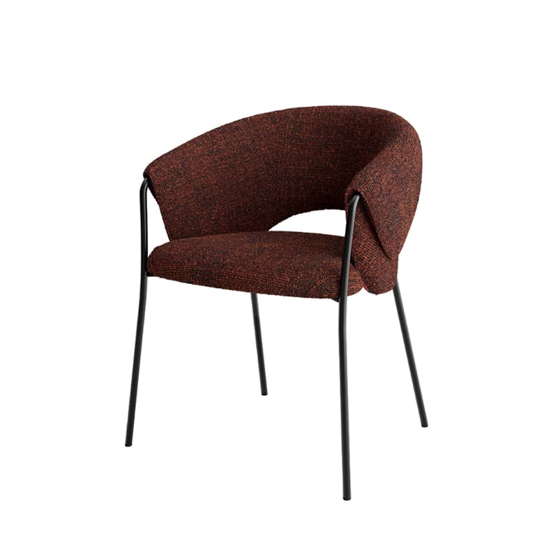 Hanky dining chair with armchair comfort. Ideal for restaurants, hotels & hospitality venues. Durable metal frame with a curved contemporary design.