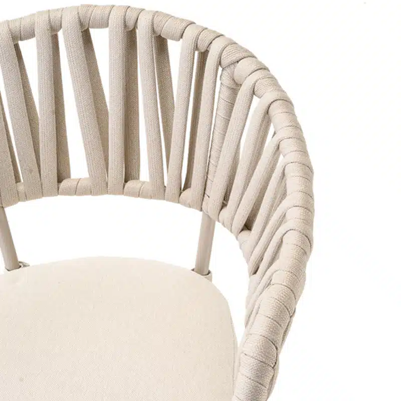 Victory Armchair Sand Rope Back Detail DeFrae Contract Furniture Close Up