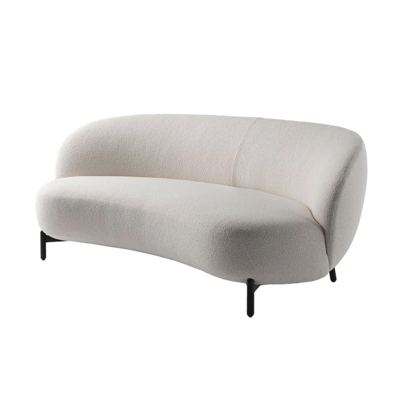 Kartell Lunam Sofa with sculptural design and plush Orsetto bouclé upholstery white