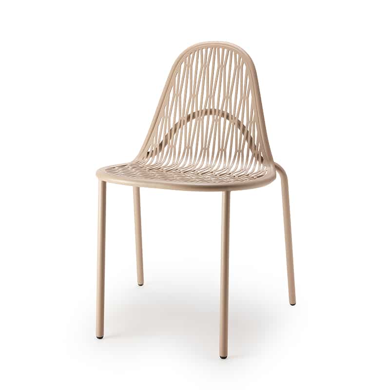 Malvasia Chair with distinctive perforated design – ideal for outdoor hospitality spaces includng hotel, restaurant, cafe, cinema and leisure terraces.