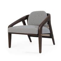 Nobly Lounge Chair with curved cane backrest and upholstered seat – ideal for hotels and hospitality lounges