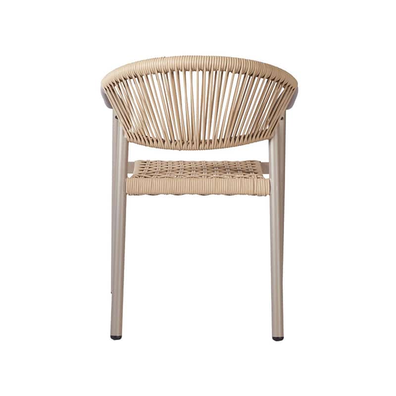 Barcelona Outdoor Armchair – a stylish, stackable chair with rope detailing. Perfect for pubs, restaurants, and hotel terraces. Taupe