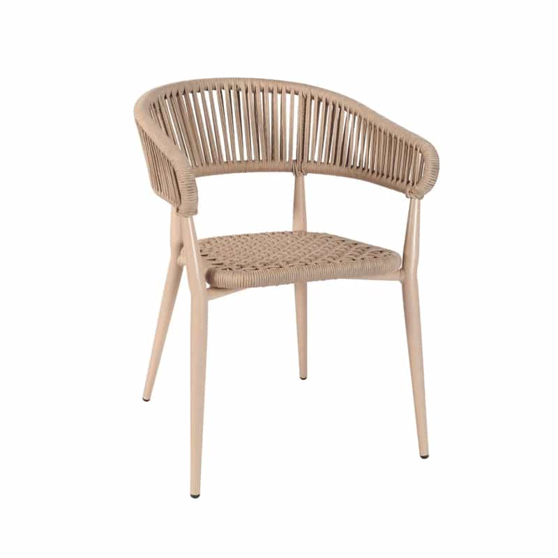 Madrid Armchair Beige Rope Back Outdoor Restaurant Chair