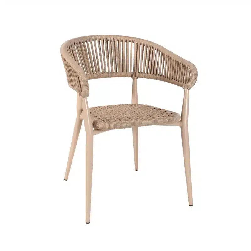 Madrid Armchair Beige Rope Back Outdoor Restaurant Chair