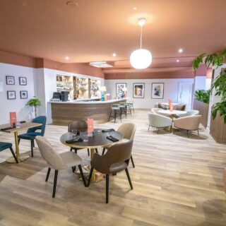 Hotel restaurant chairs and Opal armchairs at Voco Rockingham Forest by DeFrae