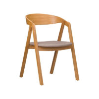 Nest Chair rear angle – dark wood frame with curved veneer backrest and upholstered seat.