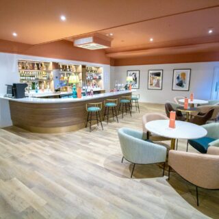 Hotel restaurant chairs and Opal armchairs at Voco Rockingham Forest by DeFrae