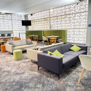 Stadium hospitality lounge furniture by DeFrae Contract Furniture at Rose & Ball Hospitality Lounge Chelsea Football Club