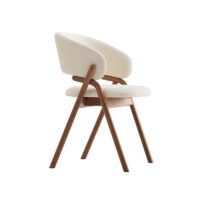 Giulia S side chair in cream bouclé with solid ash wood frame