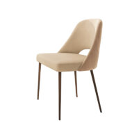 Upholstered Olimpia side chair with metal legs for restaurants, bars and hotels.