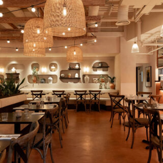 Restaurant furniture by DeFrae Contract Furniture and Finch Interiors at Brother Marcus Canary Wharf London