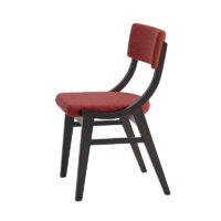 Vittoria side chair upholstered seat detail with curved wooden frame for restaurant dining