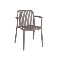 Positano Amchair Taupe Outdoor Restaurant Chair Stackable DeFrae Taupe