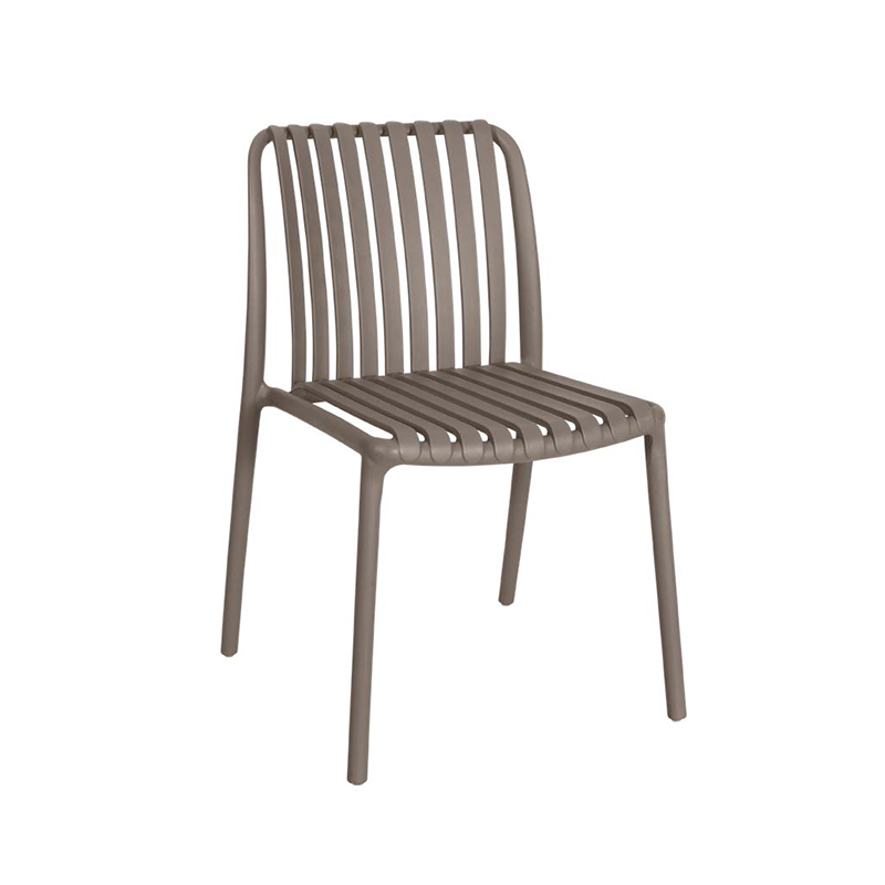 Positano Side Chair Taupe Outdoor Restaurant Chair Stackable DeFrae Taupe