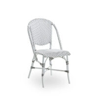 Sofie Exterior Dining Chair DeFrae Contract Furniture White aluminium frame White cappuccino dot ArtFibre