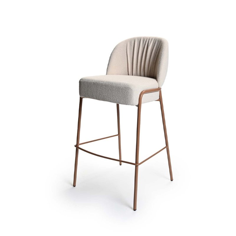 Adele 3391 bar stool upholstered bar stool with pleated back and metal frame for restaurant and hotel interiors
