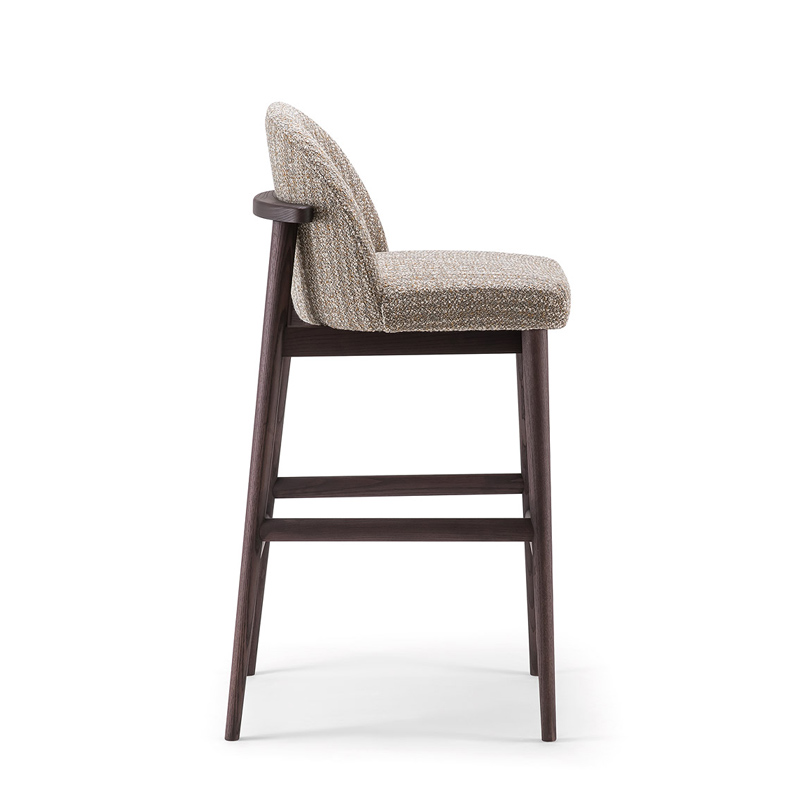 Arlo 107 SG Bar Stool upholstered restaurant bar stool with curved back and solid wood frame by DeFrae Contract Furniture