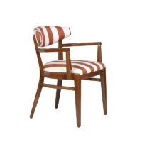 Moon A Armchair Italian upholstered restaurant armchair with wooden frame curved back and padded seat by DeFrae Contract Furniture