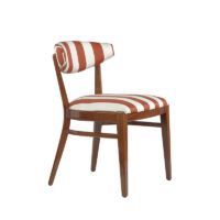 Moon S Side Chair upholstered Italian restaurant chair with wooden frame and curved padded back by DeFrae Contract Furniture