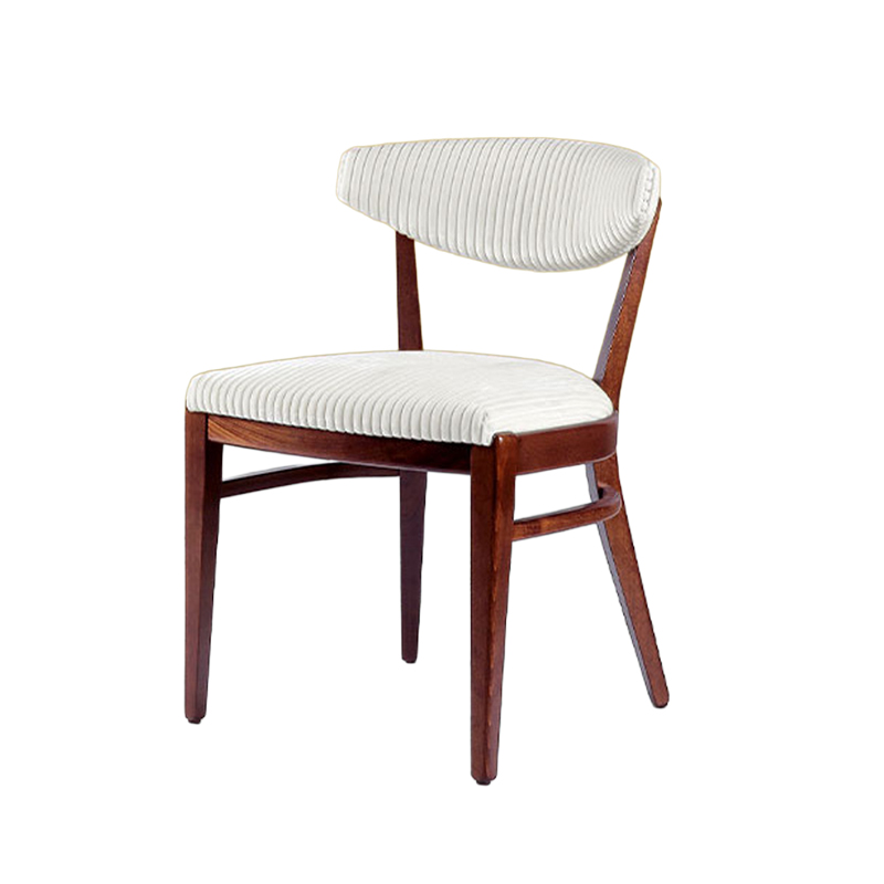Moon S Side Chair upholstered Italian restaurant chair with wooden frame and curved padded back by DeFrae Contract Furniture