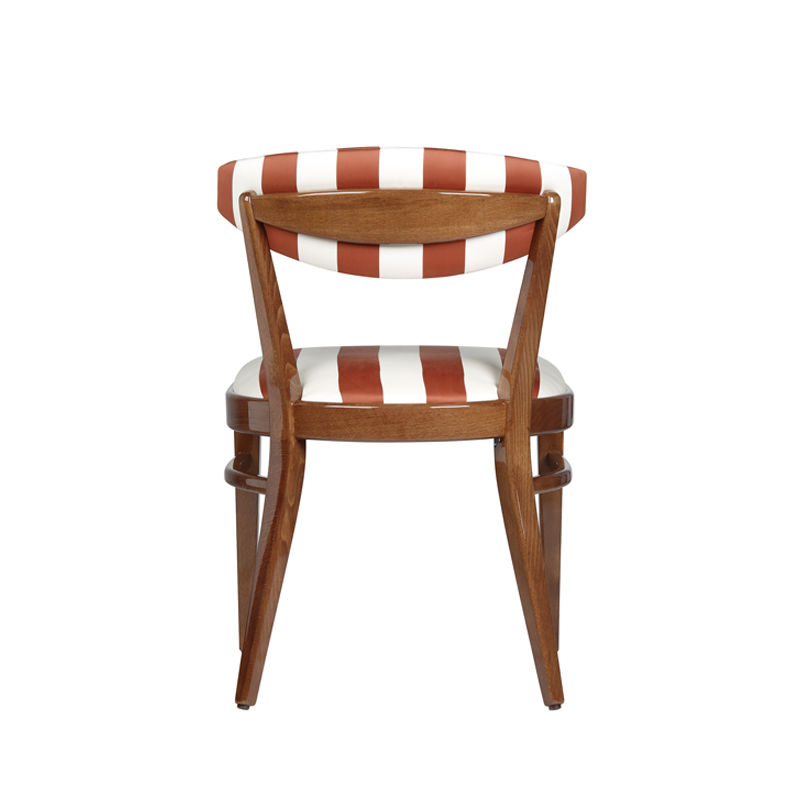 Moon S Side Chair upholstered Italian restaurant chair with wooden frame and curved padded back by DeFrae Contract Furniture