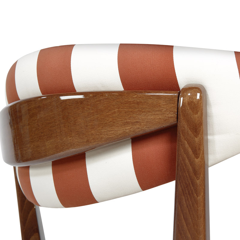 Moon S Side Chair upholstered Italian restaurant chair with wooden frame and curved padded back by DeFrae Contract Furniture