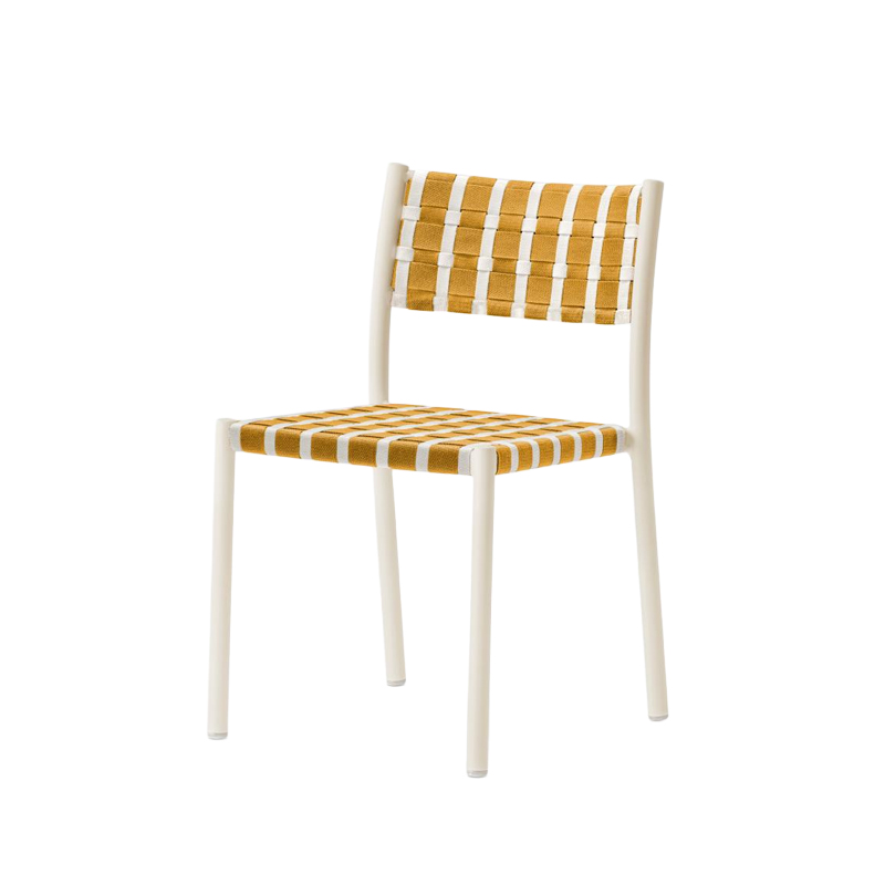 Nuova Guinea outdoor side chair aluminium frame with woven polypropylene seat and back for restaurant terrace seating