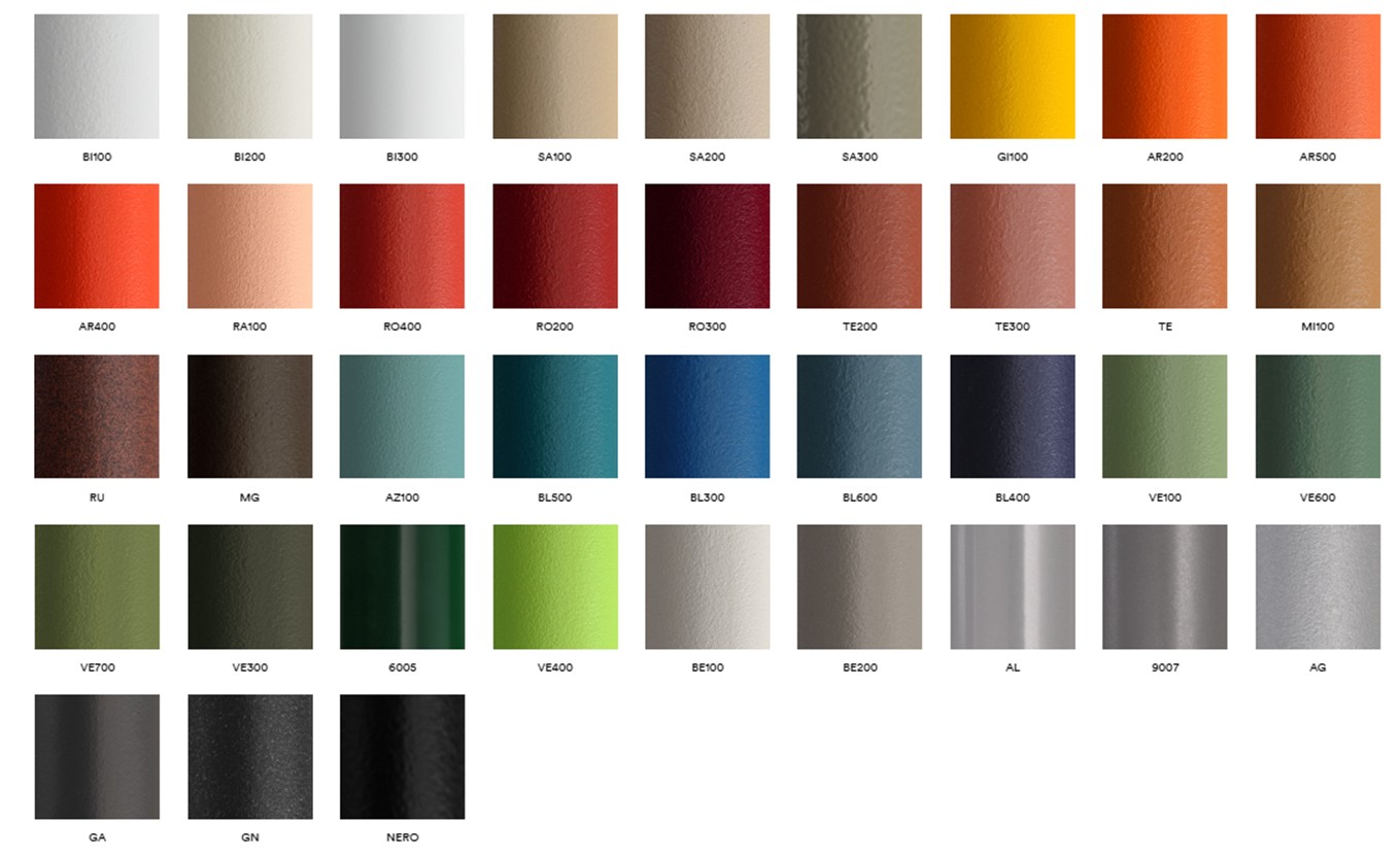Pedrali outdoor aluminium frame colour options