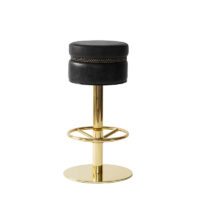 Robust Bar Stool Polished Brass Central Pedestal DeFrae