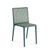 Belvedere Tech outdoor dining chair by Kartell with weather-resistant woven wicker effect seat and back for restaurant terraces and hotel outdoor spaces - green.